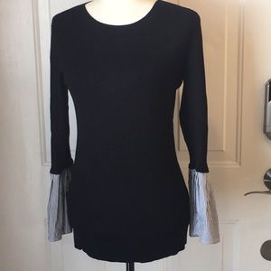 Halogen black sweater with stripe bell sleeves size medium